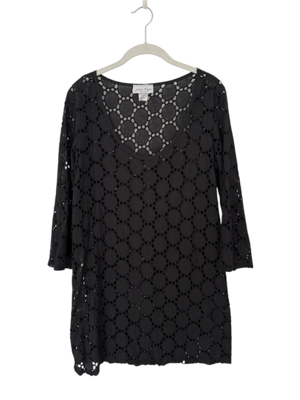 Jordan Taylor Vintage 90s Cotton Lace Swimwear Cover-Up Made in USA Size Large